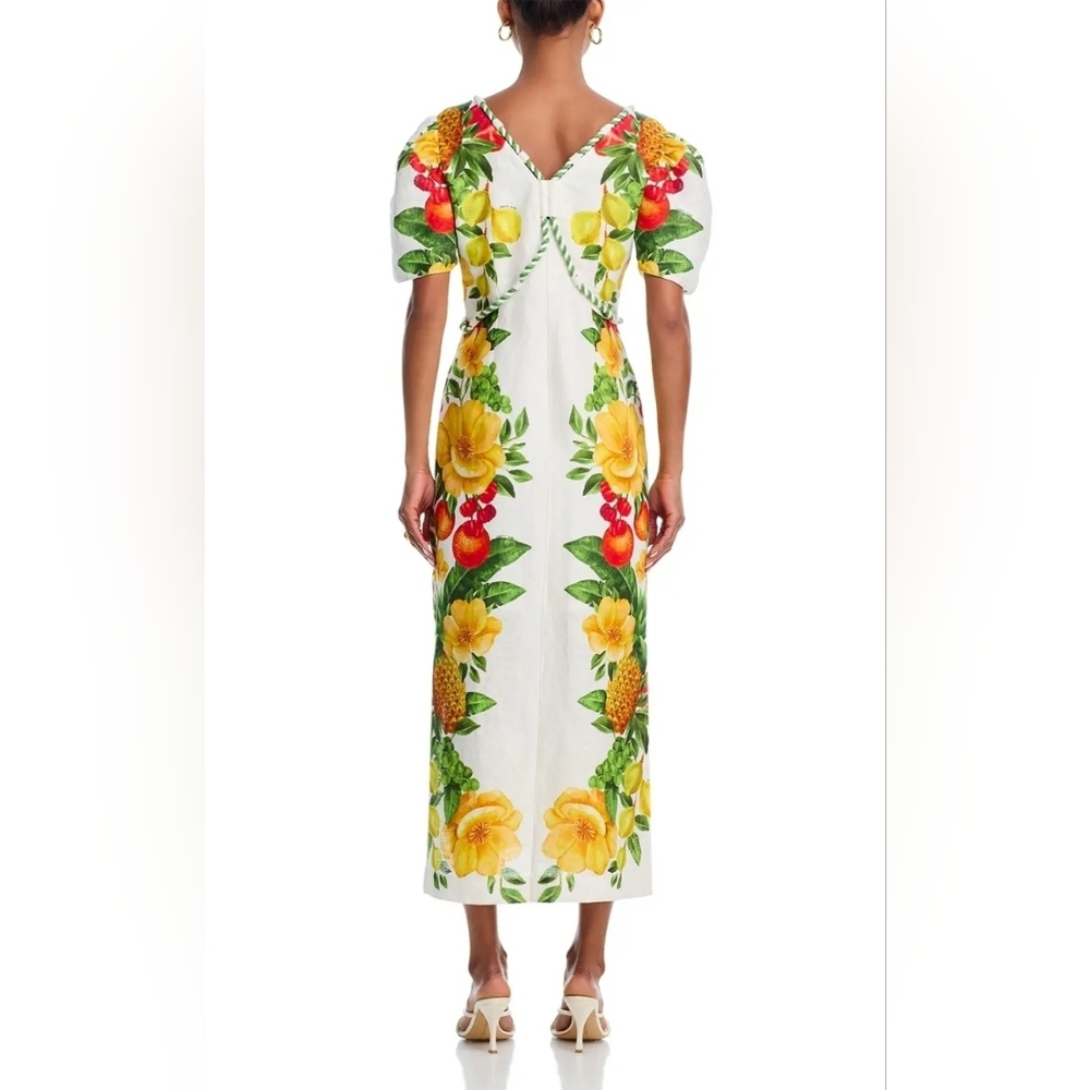 Farm Rio Linen Picnic Flowers Maxi Dress Size XXS NWT Off White $298 - Picture 3 of 14